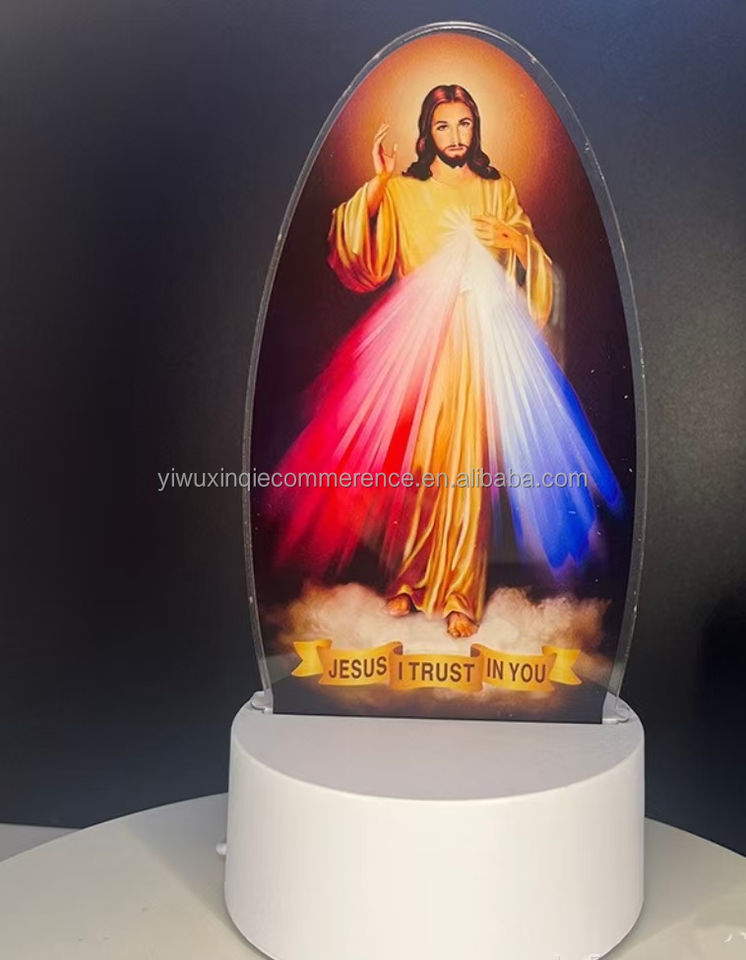 耶稣圣母救世主暖光3D亚克力LED小夜灯 - Jesus Virgin Mary Saviour Warm Light 3D Acrylic LED Night Light